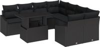 vidaXL Tuinbank Set 9-delig Zwart Polyrattan