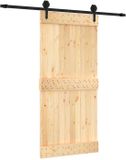 vidaXL Schuifdeur Naturel en Zwart 95 x 210 cm Massief Grenenhout