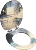 vidaXL Toiletbril met soft-close deksel strand MDF