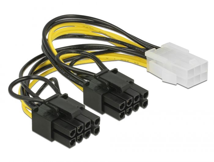 DeLOCK 85452 - Adapterkabel - 0,15 m - Geel, Zwart