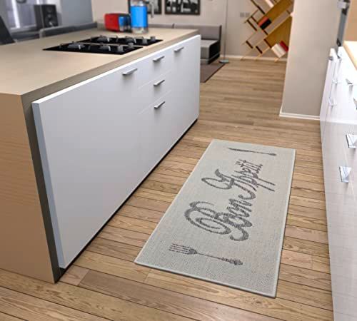 Hanse Home Bon Appetit de lusso Tapijtloper, keukenloper met belettering, antislip, crèmegrijs, 62 x 150 cm