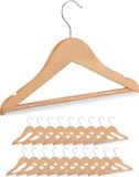 Merkloos Relaxdays Kinderkledinghangers Hout - Set van 20 - Inkepingen - Broeklat - Draaibare Haak - Naturel