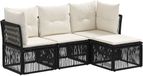 vidaXL Banc de jardin 4 places polyrotin noir