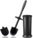 Unyqoos® Noir Set de brosses de toilette avec têtes de brosse flexibles en silicone et long manche ergonomique