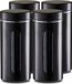Zeller Voorraadpot / blik met venster - 4x - zwart - 1200 ml - glas/metaal - D10 x H23 cm