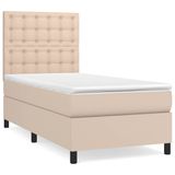 vidaXL Boxspringbed met matras, cappuccino-bruin, 120x190 cm, kunstleer