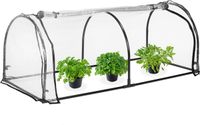 Relaxdays Kweekkas, HxBxD: 71 x 189 x 78 cm, Brede Deur, Lage Folietunnel, Kweektunnel, Plantentunnel, PVC, Transparant