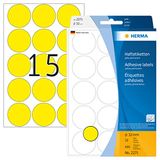 HERMA 2271 multifunctionele etiketten/markeerpunten rond (Ø 32 mm, 32 velles, papier, mat) zelfklevend, permanente markering stippen voor handschrift, 480 puntstickers, geel