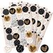 Autocollants en forme de cœur ronds sans marque - 96 pièces - Noir, Blanc & Or - Ø 4 cm