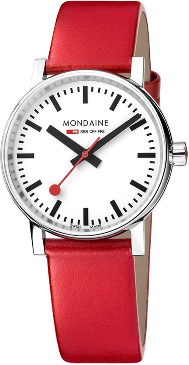 Mondaine MSE.35110.LC horloge dames en heren - rood - edelstaal