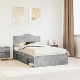 vidaXL Bedframe Betongrijs Massief Grenenhout 135 x 190 cm