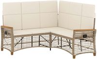 vidaXL Tuin ligbankset 5-aantal zitplaatsen beige en crème wit