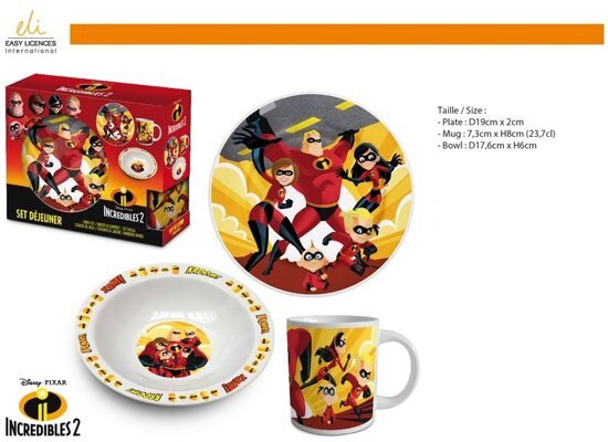 Easy Licences International 3 delige ontbijt / lunch set The Incredibles keramiek