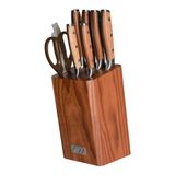 Rockingham Forge Ashwood 8-Delige Houten Messenblokset met Slijper en Schaar