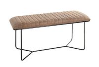 HAKU Bank bruin, zwart, Echt leer, metaal - Maat: B 100 cm x H 48 cm x D 38 cm, Stijl: Industrieel