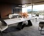 Edge Table à manger extensible 200-300x100 cm céramique Onyx Pearl piètement en W métal noir