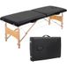 Table de massage pliable 2 zones 186 x 60 cm portable, hauteur réglable, traversin amovible, table esthétique tatouage en bois de hêtre, sac de transport inclus, noir