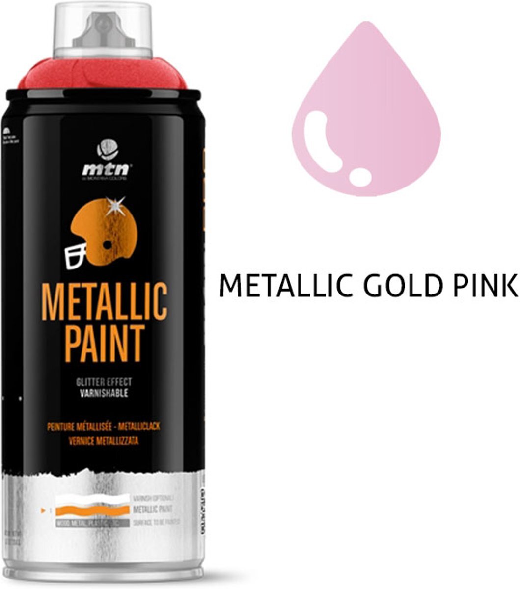 Montana-Colors 1x Rose Goud Metallic Spuitverf - MTN Pro 400ml - Voor diverse klus doeleinden, bruikbaar op hout, plastic en metaal