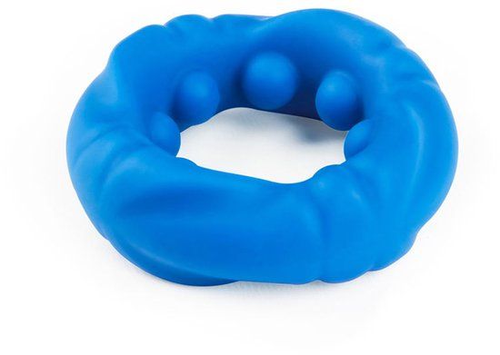 LoveToy Pinnacle Pro Ridge Bump Ball Stretcher Cockring Blauw