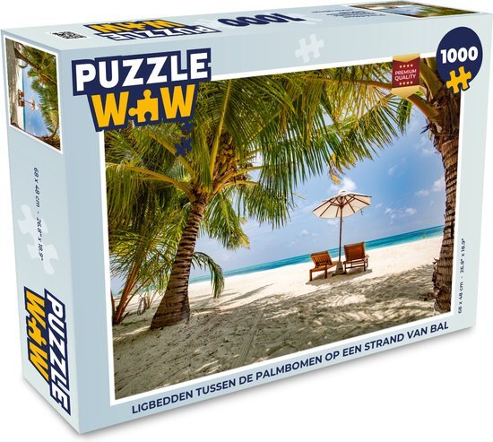 MuchoWow Puzzel Ligbedden tussen de palmbomen op een strand van Bali - Legpuzzel - Puzzel 1000 stukjes volwassenen