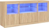 vidaXL Dressoir met LED-verlichting, Sonoma-eikenhout, 142,5 x 37 x 67 cm