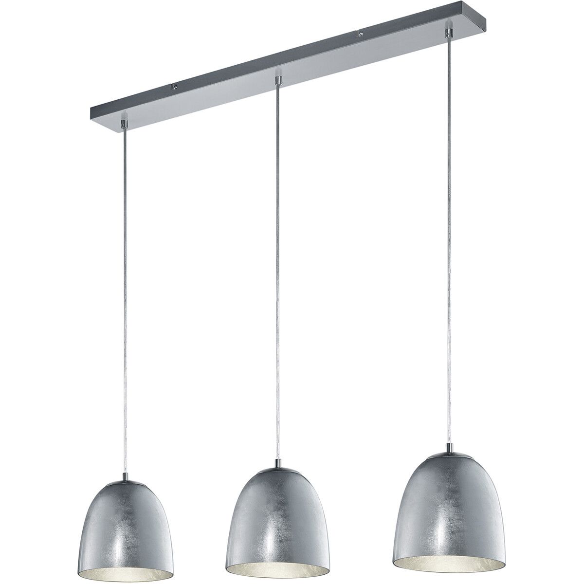 BES LED Trion Onutia Hanglamp - 3-lichts - E14 - Rechthoek - Mat Zilver - Aluminium - 150cm