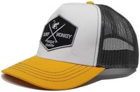 Surf Monkey Trucker Cap 5 Panel One Size Snapback Geelgrijs