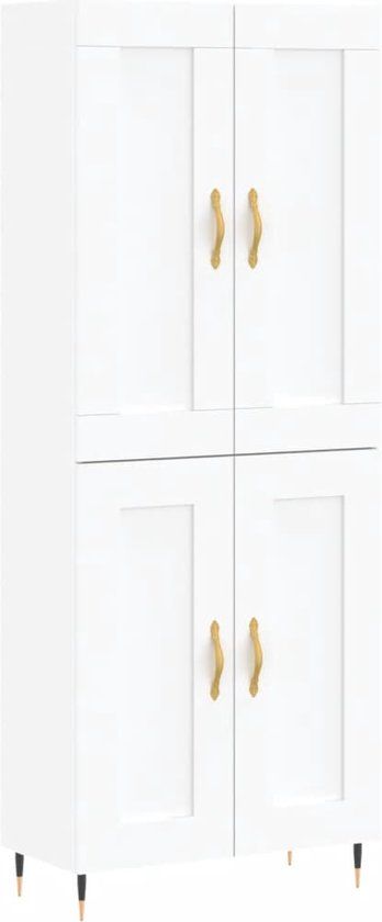vidaXL Hoge kast 69,5x34x180 cm bewerkt hout wit