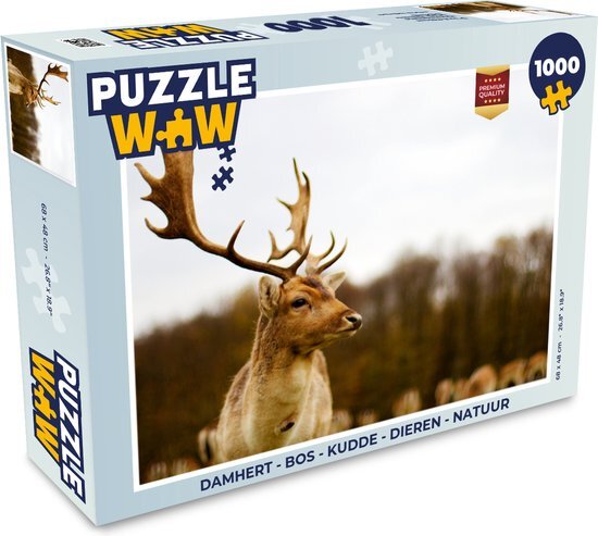 MuchoWow Puzzel Damhert - Bos - Kudde - Dieren - Natuur - Legpuzzel - Puzzel 1000 stukjes volwassenen - Sinterklaas cadeautjes - Sinterklaas voor grote kinderen