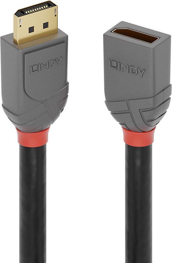 LINDY 36498 DisplayPort-kabel DisplayPort Verlengkabel DisplayPort-stekker, DisplayPort-bus 3.00 m Antraciet, Zwart, Rood