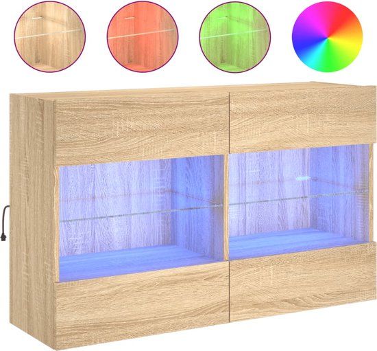 vidaXL Tv-wandmeubel met LED-verlichting 98,5x30x60,5 cm sonoma eiken