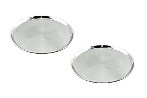 Hostelnovo - Verpakking met 2 ronde trays - diameter: 40 cm - roestvrij staal - ideaal voor kamperen en tafeldiensten - vervoer van levensmiddelen en dranken veilig en elegant