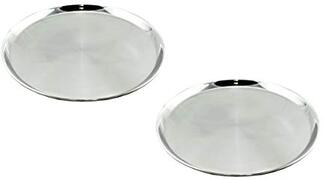 Hostelnovo - Verpakking met 2 ronde trays - diameter: 40 cm - roestvrij staal - ideaal voor kamperen en tafeldiensten - vervoer van levensmiddelen en dranken veilig en elegant