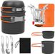 Solidchoice - Set de cuisine de camping de 8 pièces avec mini réchaud à gaz, orange