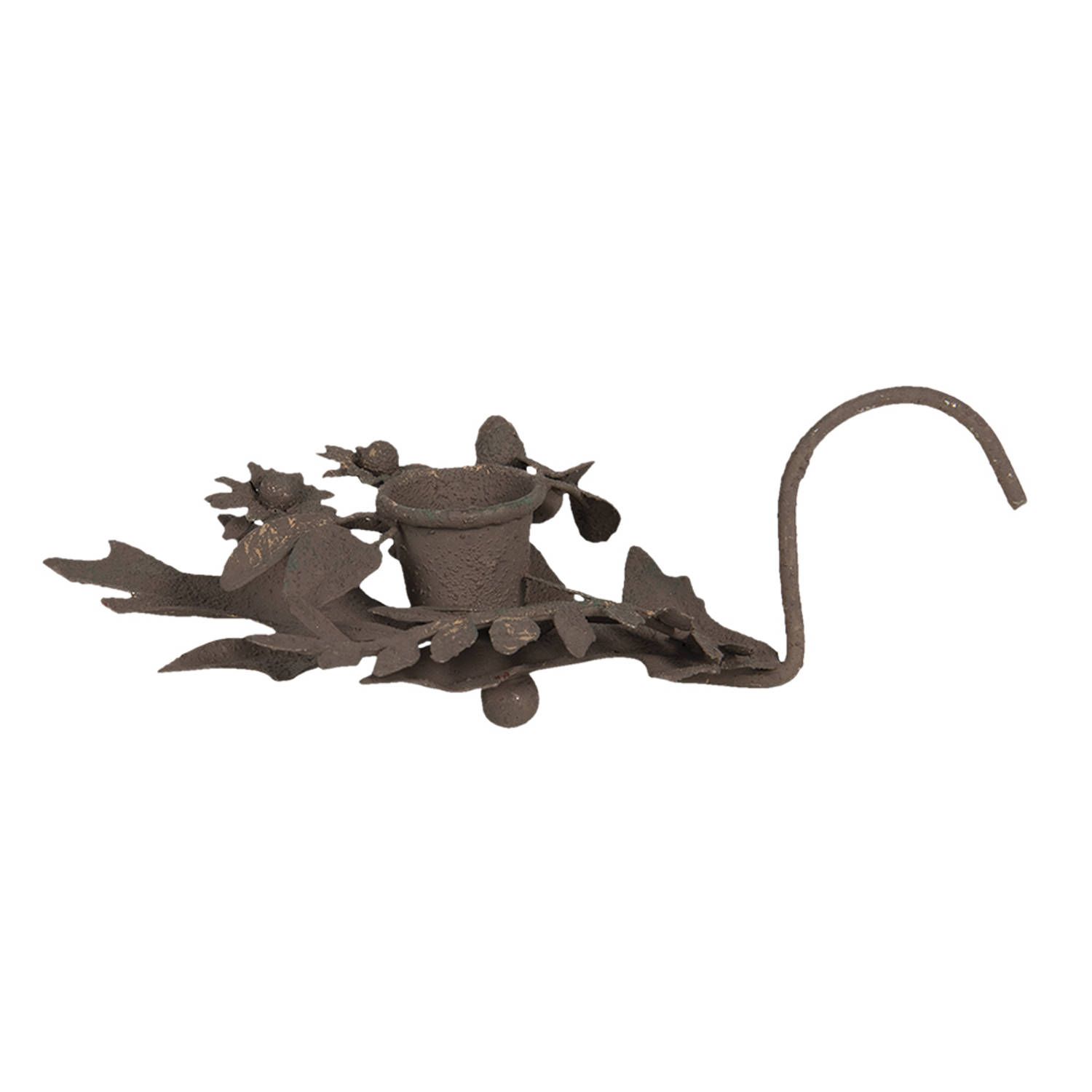 Clayre & Eef Kandelaar - 13x9x3 cm - Bruin - Metaal - Kaarsenstandaard