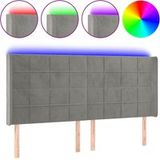 Tête de lit à LED gris clair 203x16x118/128 cm velours