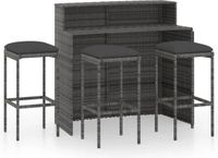 vidaXL 4-delige Tuinbarset met Kussens Grijs