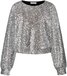 Studio Amaya Spark Glitter Top - Silver - Women's Size M - Long Sleeve - Polyester