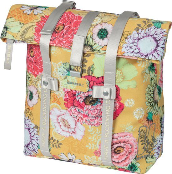 Basil Bloom Field Fietsshopper - 15L - Waterdicht - Geel - Achter - Gerecycled PET