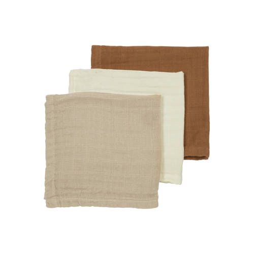 Meyco hydrofiele monddoekjes - set van 3 - Offwhite/Sand/Toffee