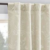 Sun Zero Ambridge 2-pack geborduurd botanisch blad geplooide look 100% verduisterende achterkant tab gordijn paneel paar, 50 "x 96", crème