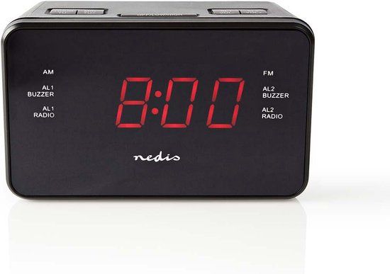 Nedis Digitale Wekkerradio - LED-Scherm - AM/FM - Zwart