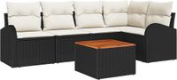 vidaXL Tuinbank Set 4 Zitplaatsen Zwart en Wit Polyrattan