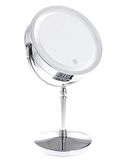 Dimbare TKD3144-10x Dimbare led-make-upspiegel, 10 x vergroting, 7 inch make-upspiegel, verlicht voor make-up, scheren, dubbelzijdig scheerniveau met touch-functie, werkt op batterijen + met EU-stekker