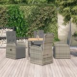 Prolenta Maison Exclusive Tuinset voor buiten, 5-delig, met kussens, grijs, van polyrotan