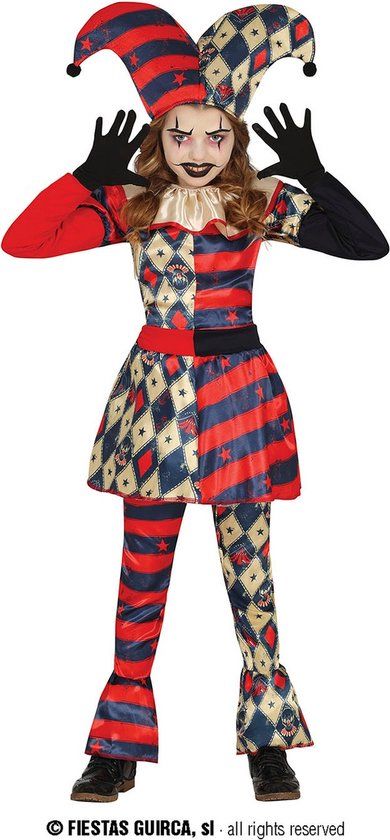 Guirca - Scary Clown Nana Costume - Girl - Blue, Red, White/Beige - 5-6 Years - Halloween