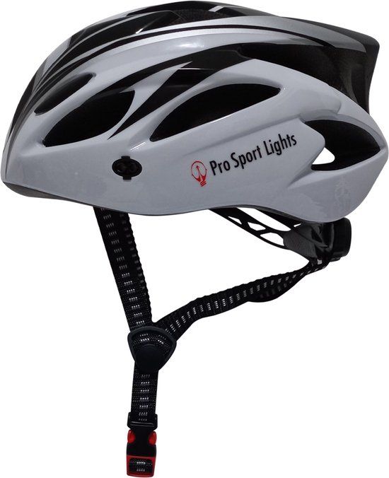Pro sport lights Fietshelm Volwassenen - Heren/Dames - Fietshelmen 52/58cm - Zwart/Wit