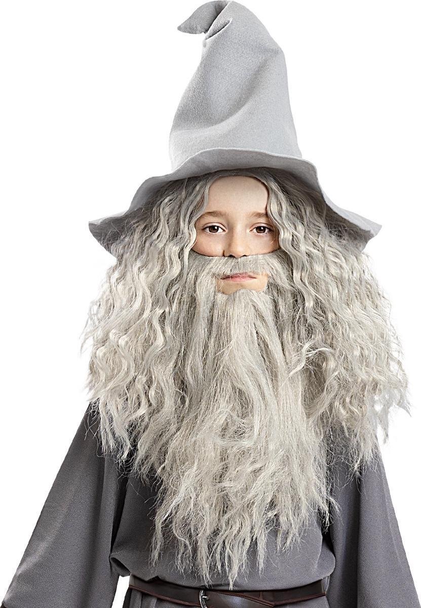 Funidelia Gandalf pruik met baard voor jongens - Lord of the Rings