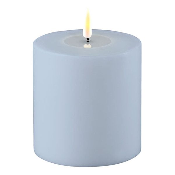 LED Kaars Buiten 10x10 cm - Dust Blue - 3D Vlam - Deluxe HomeArt