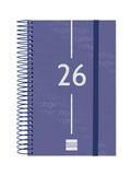 Finocam Spiraalkalender 2026, 1 dag per pagina, januari - december (12 maanden), jaarplanner 2026, met elastiek, omslag van polypropyleen, spiraalbinding, blauw, Catalaans